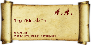 Ary Adrián névjegykártya