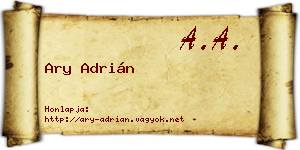 Ary Adrián névjegykártya